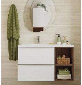 Mobile da bagno sotto lavabo SENSEA bianco laminato opaco L 80 x H 55 x P 45 cm 2 cassetti, lavabo non incluso