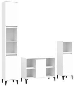 Set mobili da bagno 3 pz bianco in legno multistrato