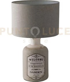 Lume factory in ceramica e paralume in tessuto grigio 1 luce attacc...