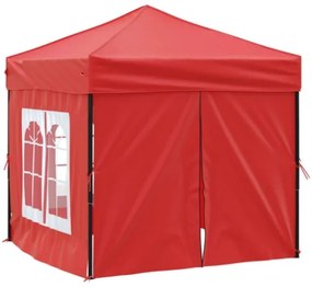 Tenda per Feste Pieghevole con Pareti Laterali Rosso 2x2 m