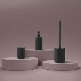 Scopino wc nero in ceramica soft touch con setole nere Spring