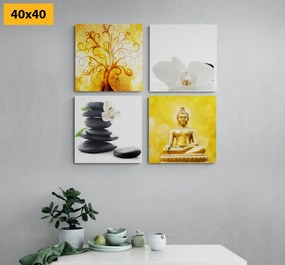 Set di quadri – Feng Shui in bianco e giallo