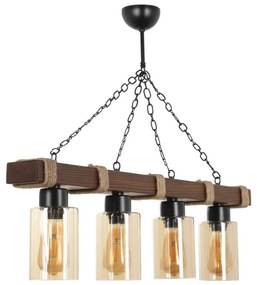 Lampadario a catena JASMIN 4xE27/40W/230V marrone/beige