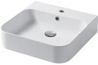 Lavabo quadrato da appoggio o sospeso in ceramica bianca lucida 48x48cm serie Slim Disegno ceramica