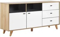 Madia credenza legno chiaro gambe legno massello bianco multistrato portaoggetti Cassetti Scandinavo