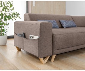 Divano angolare marrone allungabile e con contenitore (con penisola a destra/a L) Classy Sophie – Miuform