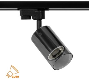 Faro GU10 per binario Monofase in Vetro Nero