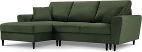 Divano angolare verde allungabile e con contenitore (con penisola a sinistra/con chaise lounge) con rivestimento in velluto a coste Kyoto – Cosmopolitan Design