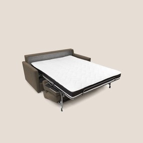 Margot Divano letto matrimoniale con schienale morbido alto in tessuto T02 marrone