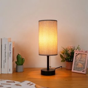 Brilagi - Lampada da tavolo con porta USB TABLON 1xE27/25W/230V nero/grigio