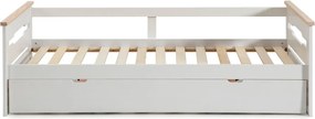 Letto per bambini in legno di pino bianco con letto estraibile 90x190 cm Elisa - Marckeric
