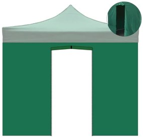 Telo laterale 3x2m verde impermeabile con porta avvolgibile per gazebo richiudibile 3x3mt