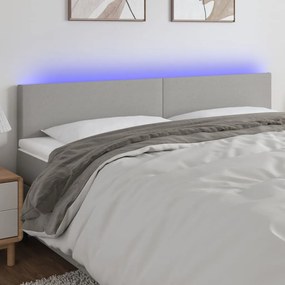 Testiera A Led Grigio Chiaro 200x5x78/88 Cm İn Tessuto /