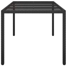 Tavolo Giardino Nero 190x90x75 cm Vetro Temperato Polyrattan