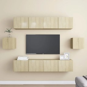 Set Di Mobili Porta Tv 6 Pz Rovere Sonoma İn Legno Multistrato /