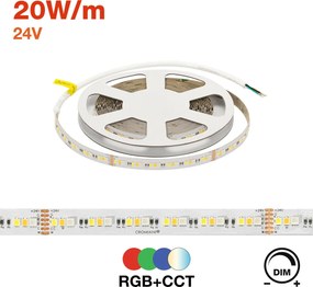 Striscia LED Professionale RGB+CCT Multicolore 24V 20W/m - IP20 - 5 metri