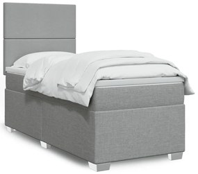 Giroletto A Molle Con Materasso Grigio Chiaro 90x190 Cm Tessuto /