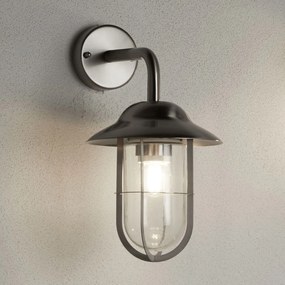 Applique Classica Toronto Gabbia Acciaio Argento Vetro Trasparente 1 Luce E27