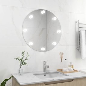 Specchio Da Parete Rotondo Con Luci Led İn Vetro /