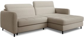 Divano angolare beige allungabile/con contenitore (con penisola a destra/con chaise lounge) e rivestimento in bouclé Gomsi – ELTAP