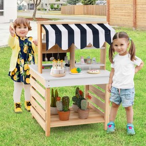 Costway Cucina giochi in legno a doppia faccia con lavandino vaschetta per l'acqua, Set di cucina per bambini dai 3+ anni 2 Colori