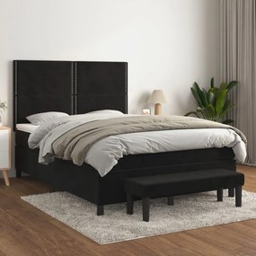 Giroletto A Molle Con Materasso Nero 140x190 Cm İn Velluto /