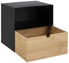 Comodino con opzione di montaggio a parete BEKIM nero/bambù