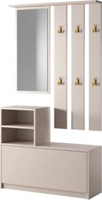 Mobile Da Ingresso  Con Scarpiera Appendiabiti E Specchio Lind Tortora