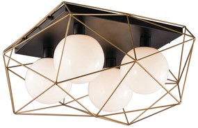 Lampadario Plafoniera Abraxas Class Colore Nero Oro 60W Mis 62,5 x 51 x 26,5 cm