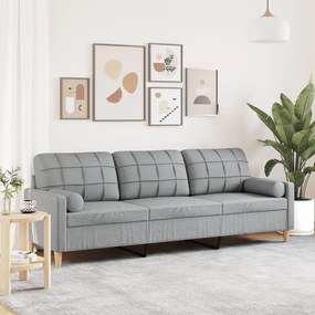 Divano A 3 Posti Con Cuscini Grigio Chiaro 210 Cm İn Tessuto /