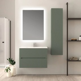 Mobile da bagno verde opaco cannettato 80 cm Riga