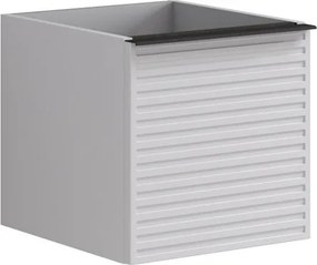 Cassettiera Pixel con 2 cassetti (1 interno) frontale Stripes laccato opaco bianco e maniglia alluminio nero opaco L.40 H.40 P.45,5 cm.