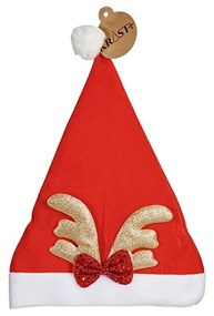 Cappello di Babbo Natale Renna Rosso Dorato 28 x 2 x 39 cm (12 Unità)