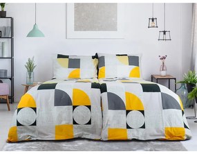 Set copripiumino e federa giallo/grigio in crêpe per letto singolo 140x200 cm Geometries – B.E.S.