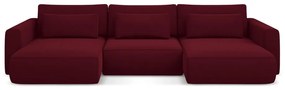 Divano angolare burgundy allungabile/con contenitore (a U) con rivestimento in velluto Kapua – Makamii