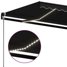 Tenda da Sole Retrattile Manuale con LED 400x350 cm Antracite