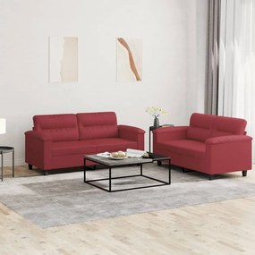Set Di Divani 2 Pz Con Cuscini Rosso Vino İn Similpelle /