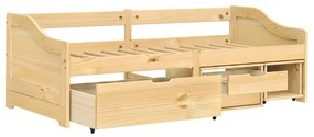 Dormeuse 3 cassetti 90x200 cm legno massello pino irun