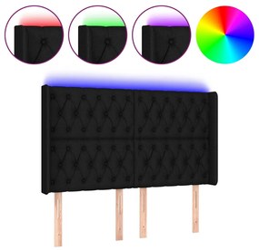 Testiera a led nera 163x16x118/128 cm in tessuto