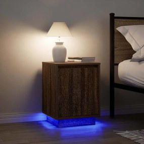 Comodini Con Luci A Led 2 Pz Rovere Marrone 38x34x50 Cm /