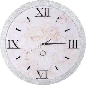 Orologio da parete D 57 cm - Moderno con Effetto Marmo Bianco