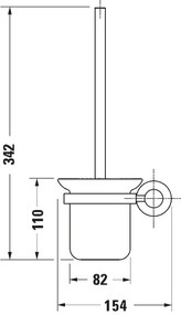 Duravit 99274600 - Scopino WC da parete D-CODE, nero opaco