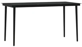 Set da pranzo da giardino 7 pz con cuscini nero
