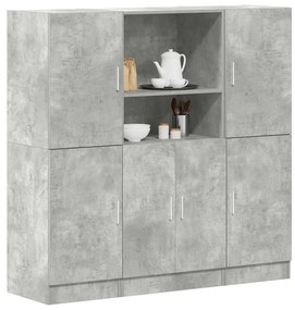 Set Di Mobili Da Cucina 3 Pz Grigio Cemento İn Truciolato /