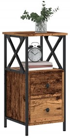 Comodini Legno Antico 2 Pz 34x35,5x70 Cm İn Legno Multistrato /