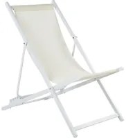 Sedia a sdraio pieghevole in textilene beige e bianco con motivo a righe Sedia da spiaggia con schienale regolabile Patio Recliner