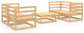 Set Divani da Giardino 5 pz in Legno Massello di Pino