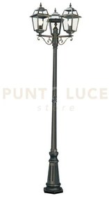 New orleans outdoor post - metallo e vetro nero oro