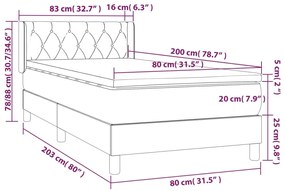 Giroletto a Molle con Materasso Nero 80x200 cm inTessuto