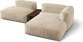 Divano angolare componibile beige (con penisola a destra/con chaise lounge) con rivestimento in velluto Martina – Micadoni